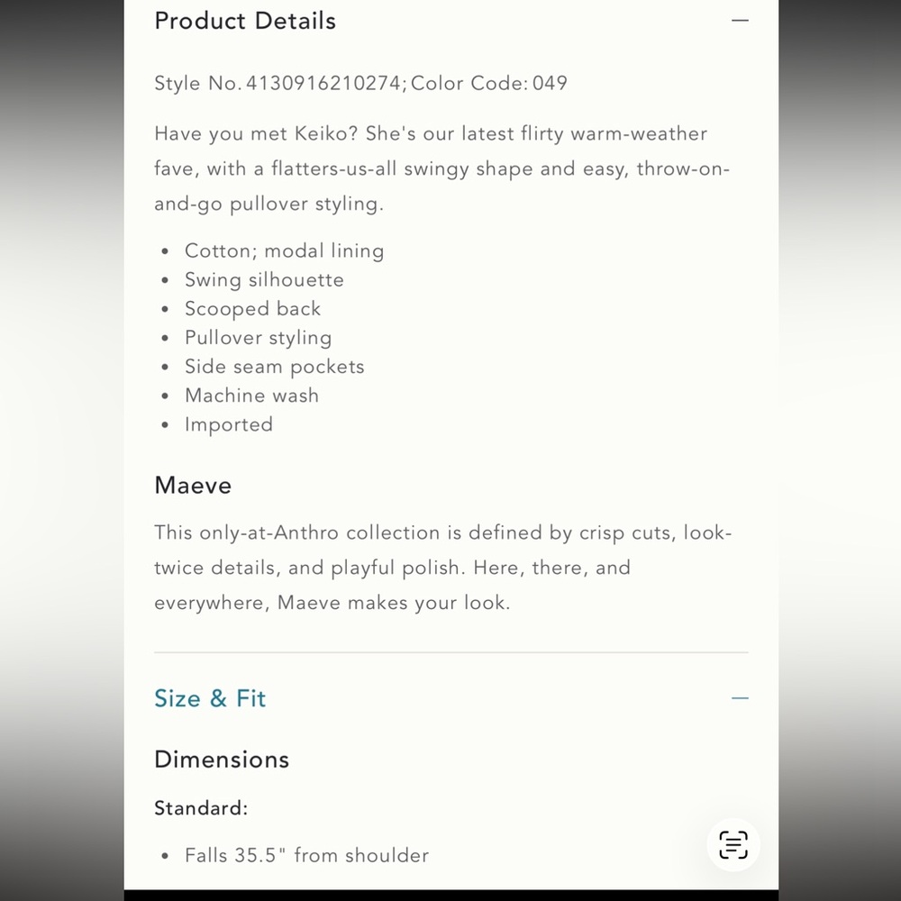 The Keiko Mini Dress by Maeve - Size S - Picture 4 of 8